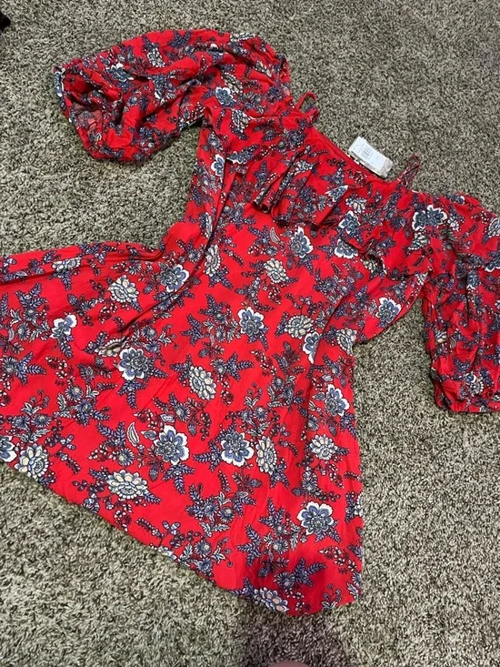 love J Red Floral Off-Shoulder Mini Dress - Picture 1 of 5